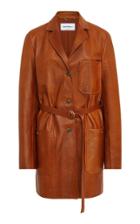 Salvatore Ferragamo Leather Belted Workwear Jacket