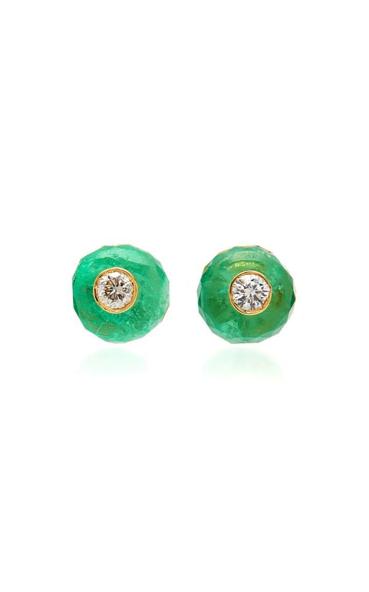 Nina Runsdorf M'o Exclusive: Emerald Bead Stud Earrings