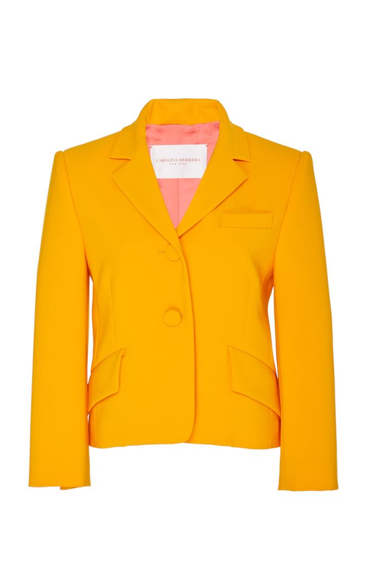 Carolina Herrera Single Breasted Cropped Cady Jacket