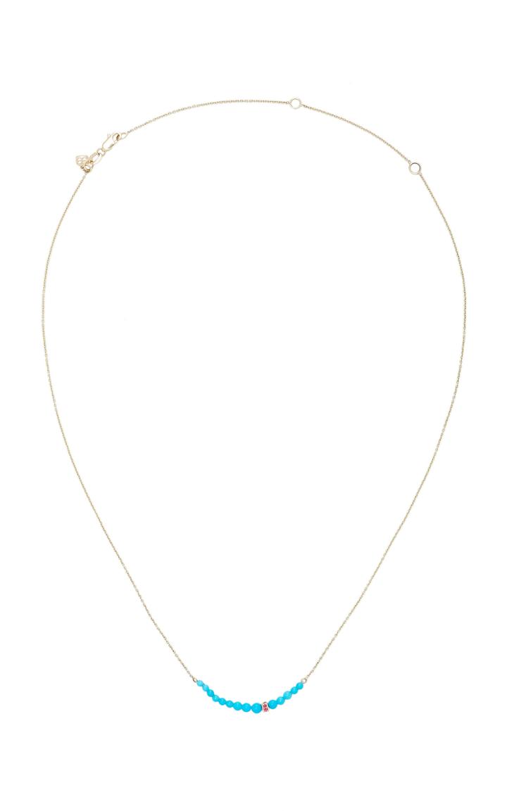 Sydney Evan Graduated Turquoise Necklace With Rectangle Bead