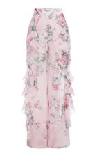 Alice Mccall Ruffled Floral-print Silk-chiffon Wide-leg Pants