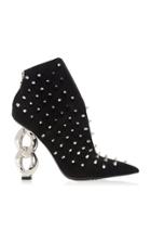 Balmain Oxan Embellished Suede Ankle Boots
