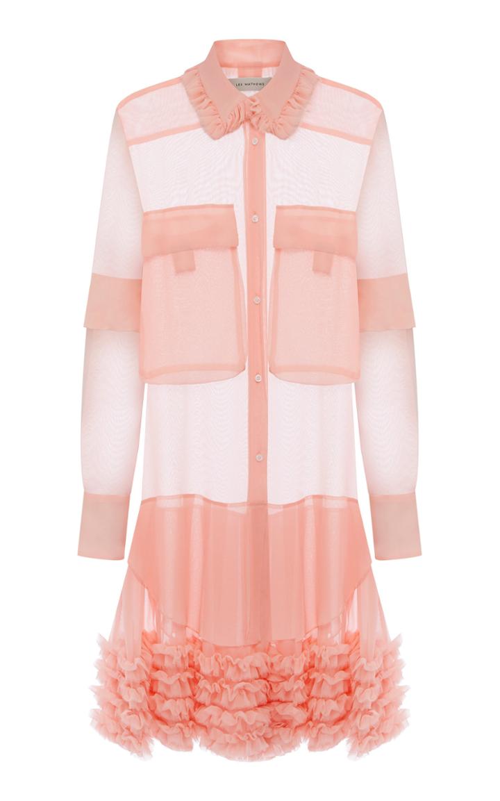 Lee Mathews Kitty Ruffle Hem Silk Georgette Dress