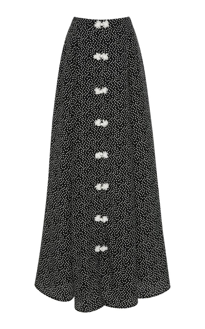 Rebecca De Ravenel Lolita Polka-dot Silk Maxi Skirt