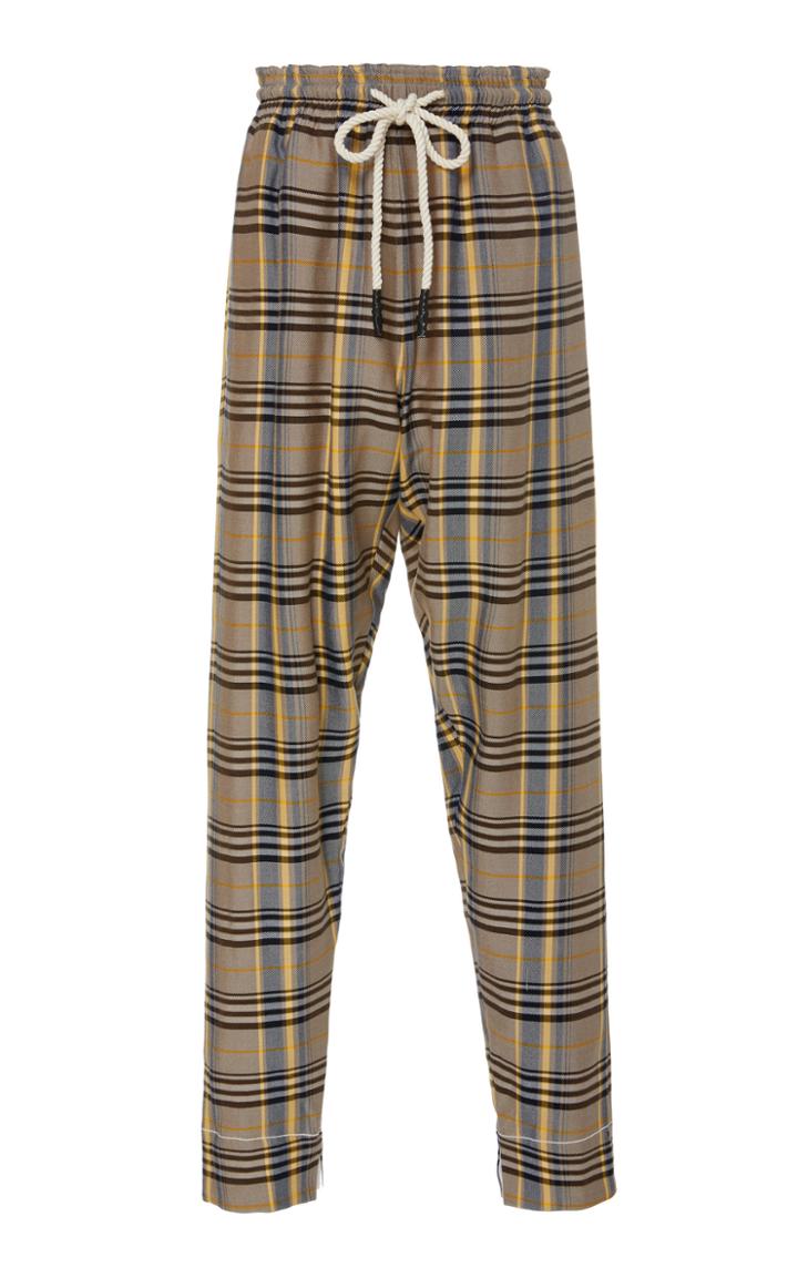 Bassike Tapered Broadcloth Plaid Pants