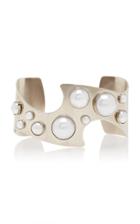 Moda Operandi Rodarte Silver Cut Out Cuff With Pearl Details