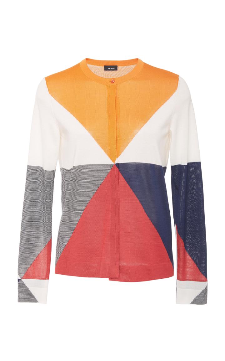 Akris Diamond Jacquard Knit Cardigan