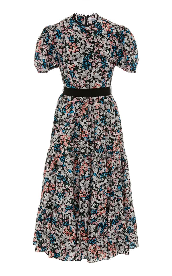 Erdem Ginevra Belted Floral-print Crepe Midi Dress