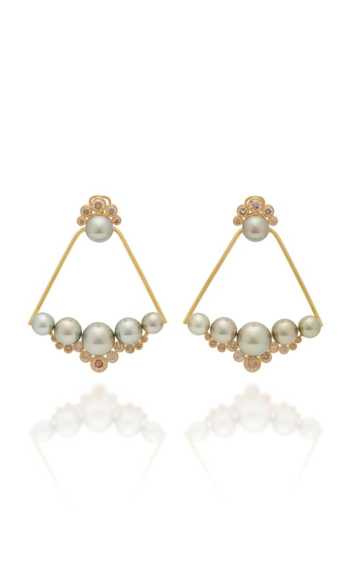 Moda Operandi Loren Nicole 22k Yellow Gold 21st Dynasty Pistachio Pearl Earrings