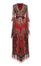 Etro Embroidered Printed Silk-chiffon Maxi Dress