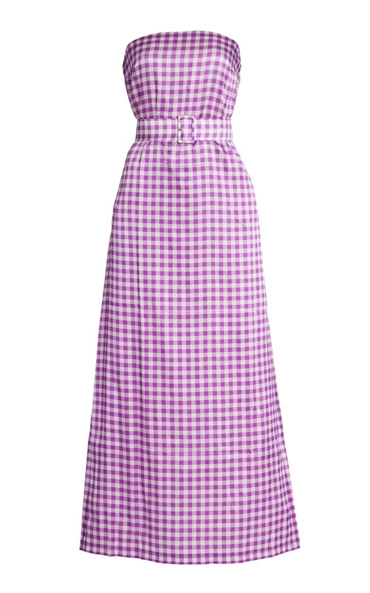 Bernadette Antwerp Carrie Belted Gingham Jersey Maxi Dress
