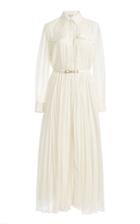 Moda Operandi Gabriela Hearst Erella Pleated Cotton-silk Voile Midi Shirt Dress