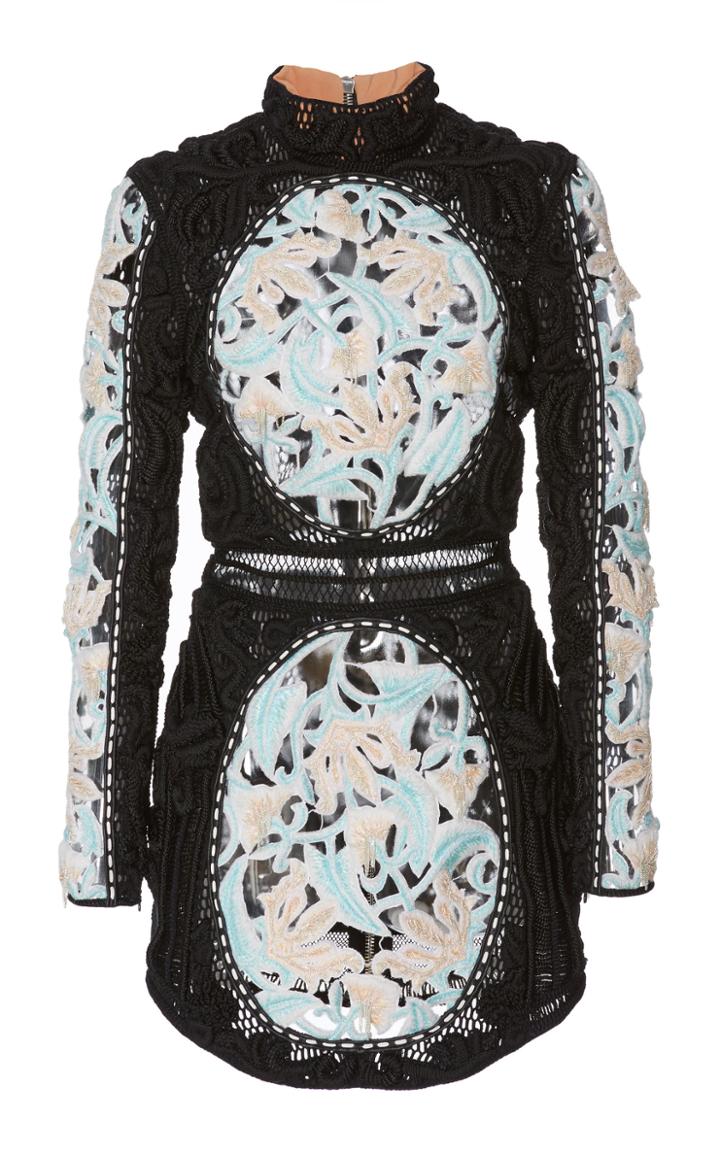 Balmain Mock Neck Mini Crochet Dress