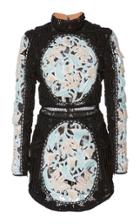 Balmain Mock Neck Mini Crochet Dress