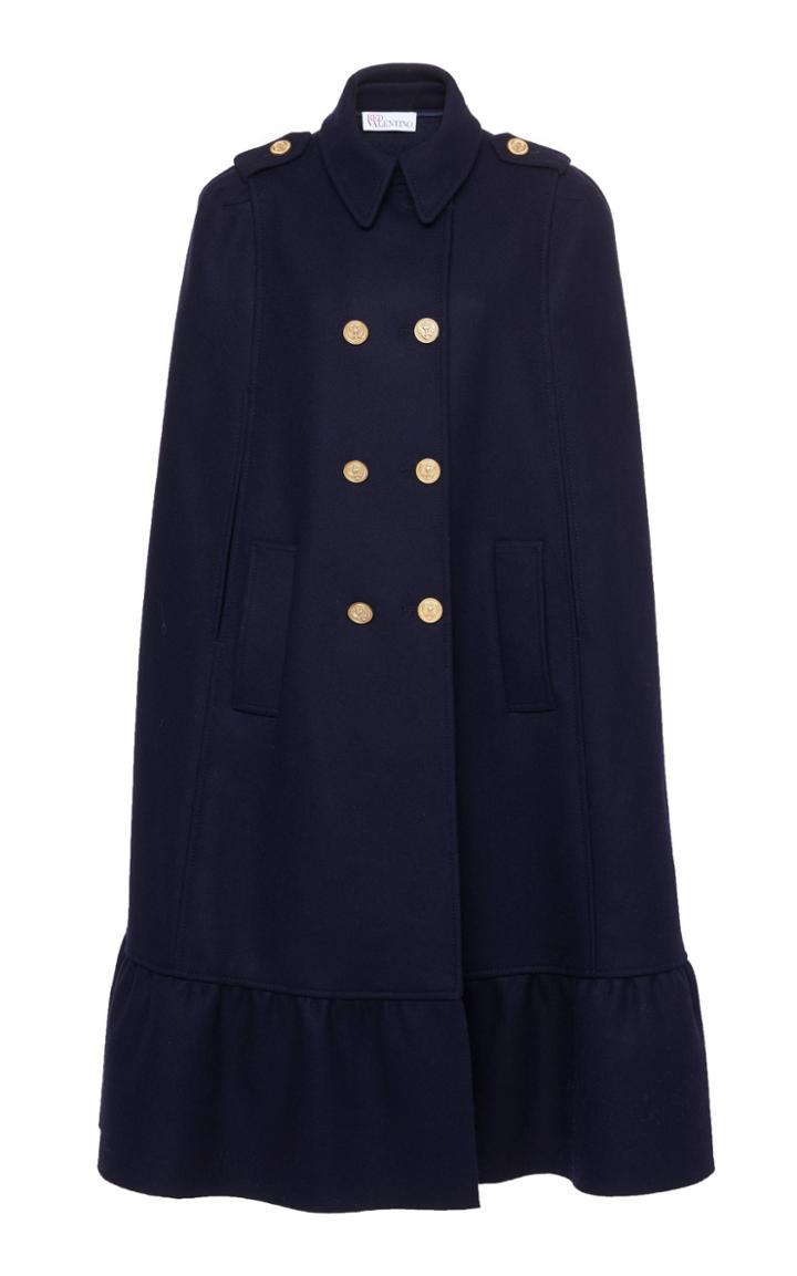 Red Valentino Double Breasted Ruffle Cape