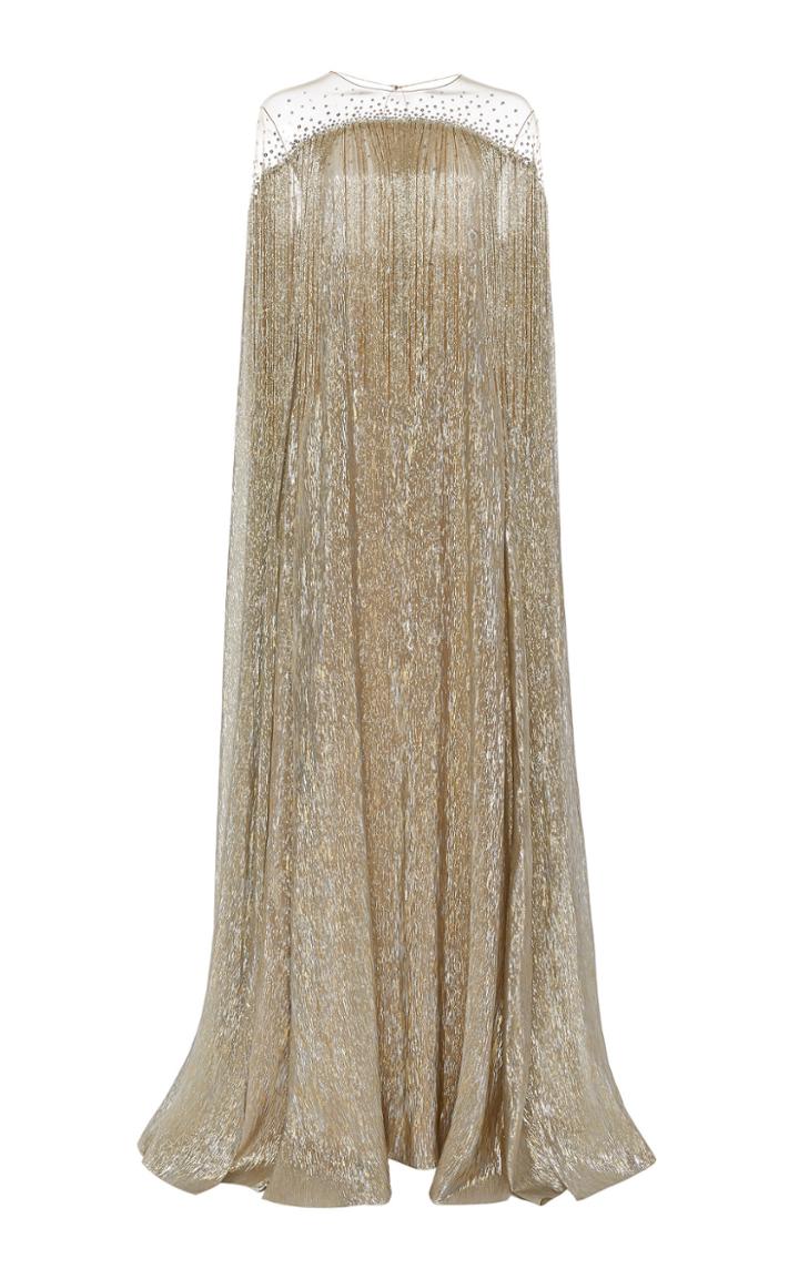 Oscar De La Renta Illusion Bead And Fringe-embellished Caftan