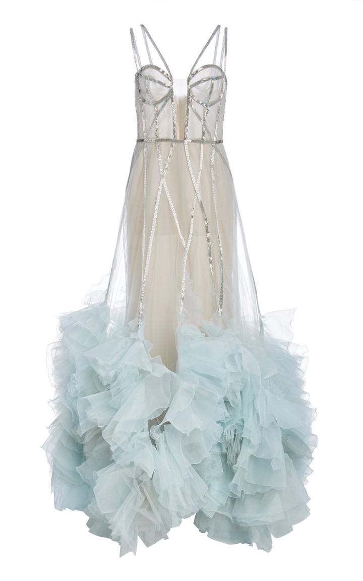 Moda Operandi Marchesa Embellished Ruffled Organza Gown