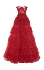 J. Mendel Tiered Ruffled Tulle Gown