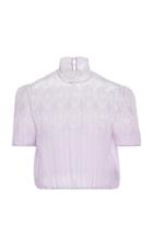 Thierry Colson Sabrina Cropped Cotton And Silk-blend Lace Top