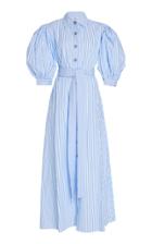 Evi Grintela Valerie Puff-sleeve Striped Cotton Maxi Dress