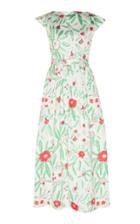 Vika Gazinskaya Hand-drawn Belted Floral Crepe Dress