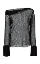 Anas Jourden Off-the-shoulder Black Poplin And Lace Blouse