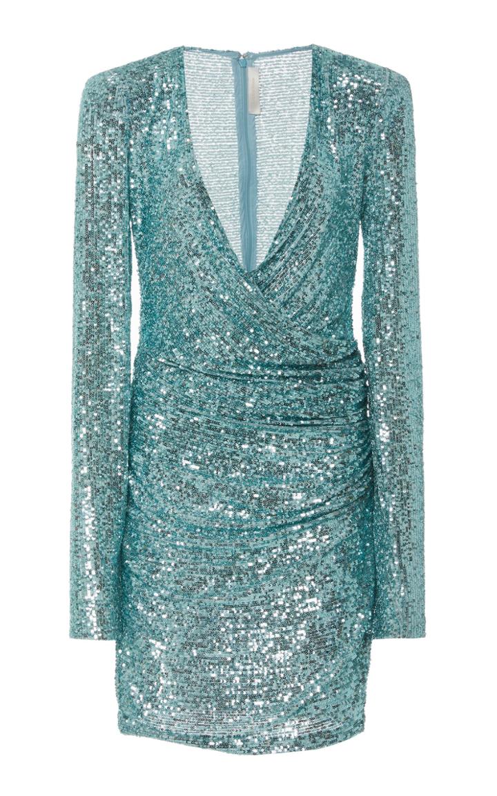 Moda Operandi Naeem Khan Ruched Sequin Embellished Mini Dress Size: 2