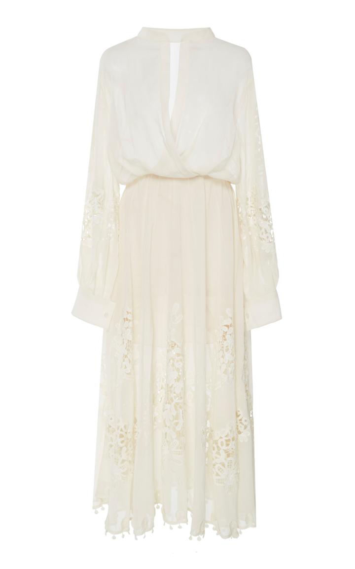 Oscar De La Renta Lace Wrap-front Cotton Dress