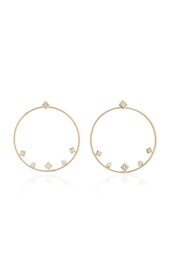 Zo Chicco Mixed Shaped Diamond Large Circle Jacket Earrings