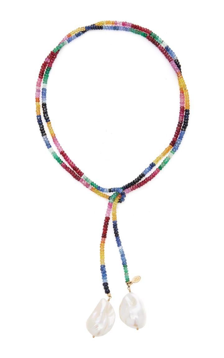 Joie Digiovanni Gold-filled Ruby, Emerald, Sapphire And Pearl Necklace