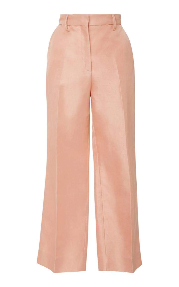 Mansur Gavriel High-rise Straight-leg Silk Shantung Pants