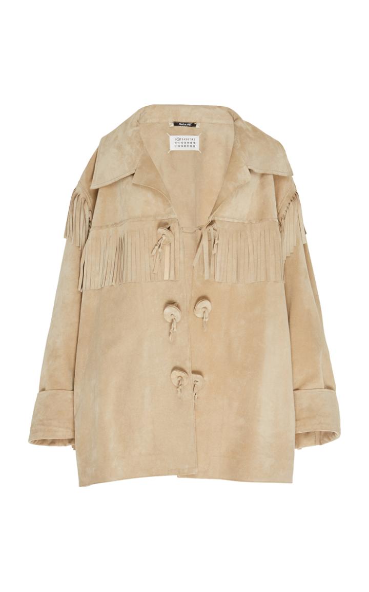 Maison Margiela Fringe-detailed Suede Sports Jacket