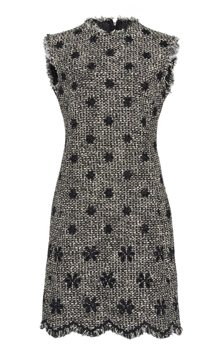 Giambattista Valli Floral Embroidered Tweed Sheath Dress