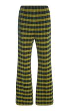 Marni Flared Checkered Wool Trousers