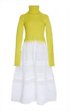 Loewe Ribbed-knit Wool And Sheer Cotton Dress