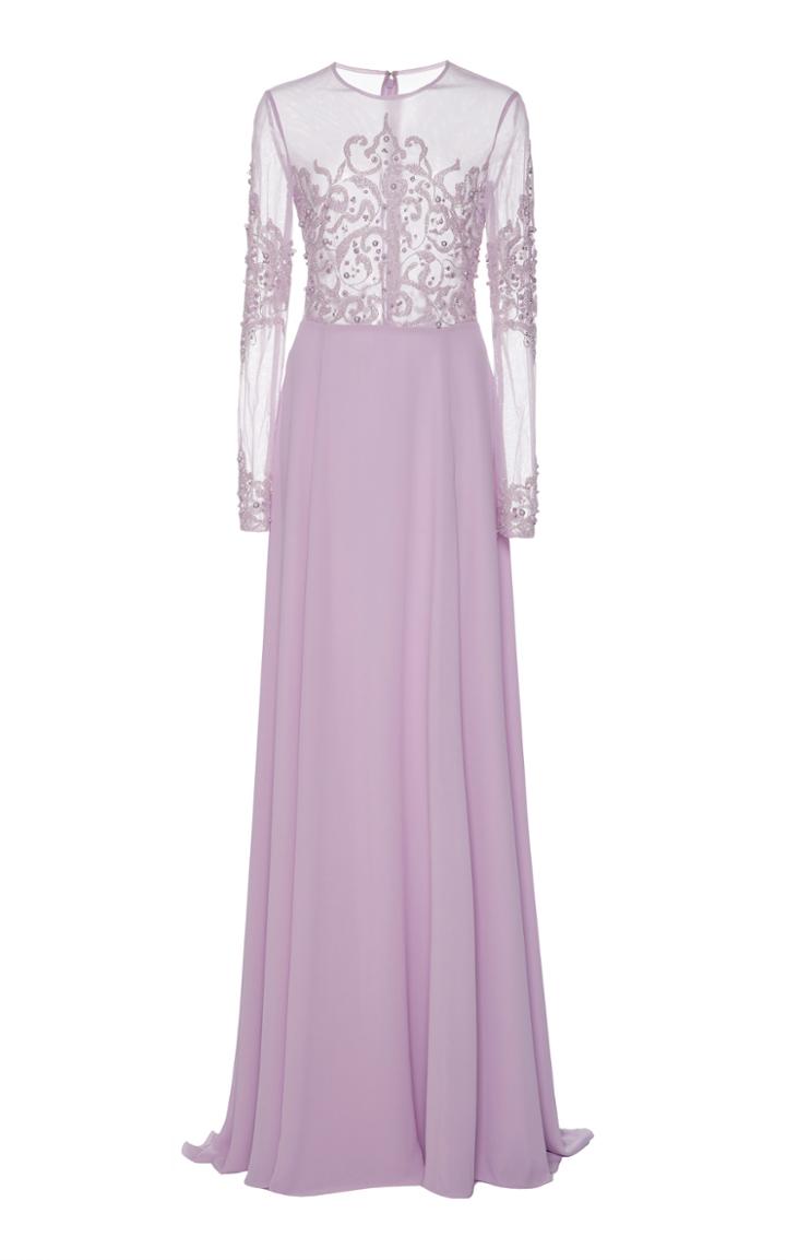 Georges Hobeika Embroidered Long Sleeve Gown