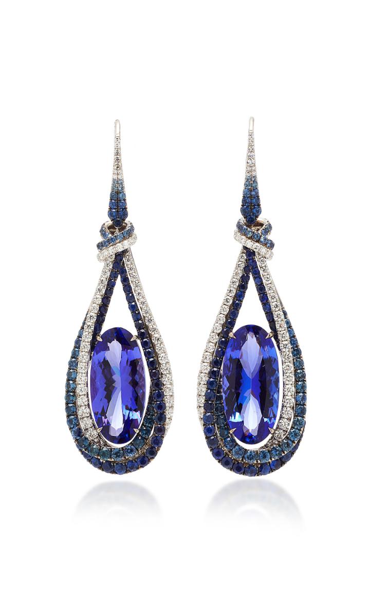 Martin Katz 18k White Gold Diamond And Tanzanite Earrings