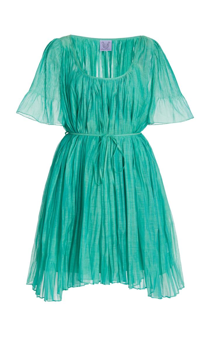 Thierry Colson Sparta Pleated Cotton-silk Mini Dress