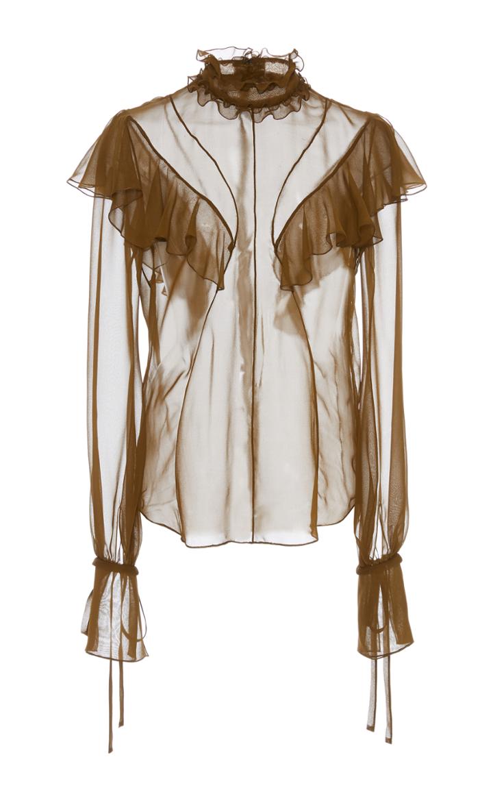 J. Mendel Silk Chiffon Ruffle Top