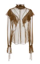 J. Mendel Silk Chiffon Ruffle Top