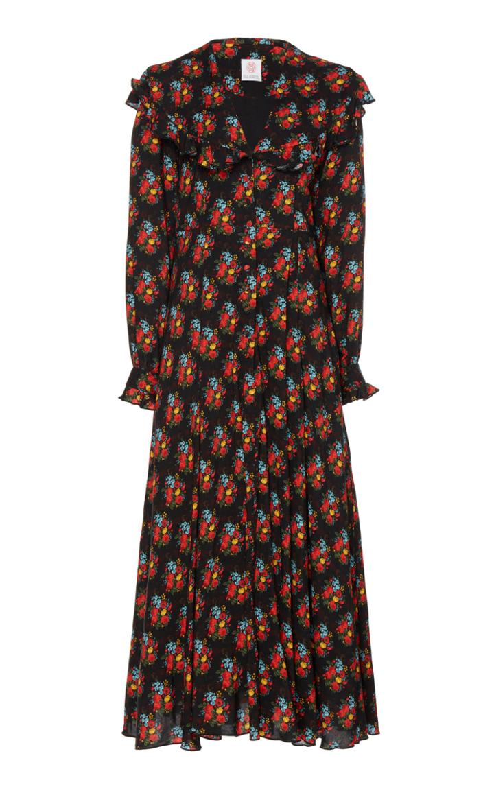 Gl Hrgel Wide Collared Printed Midi Dress