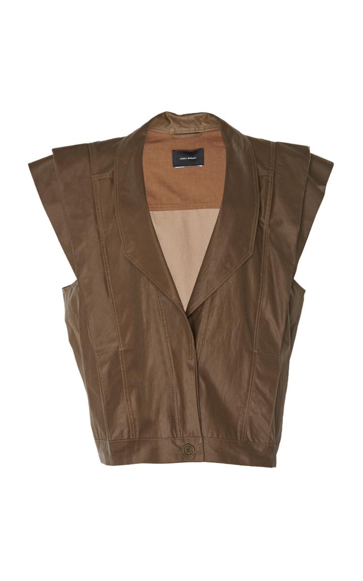 Isabel Marant Carlen Double Cape Sleeve Leather Wrap Vest