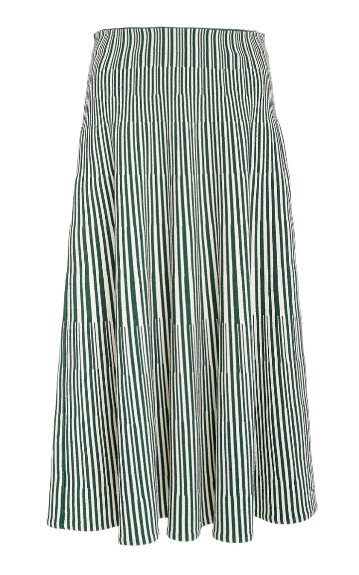 Cdric Charlier High-rise Striped Crepe Midi Skirt
