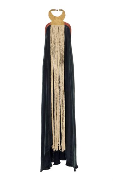 Volantis Fringe Satin Saba Dress