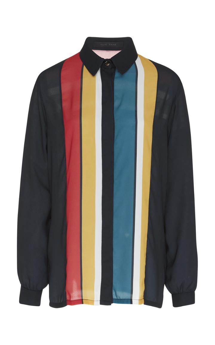 Elie Saab Stripe Print Georgette Shirt