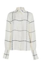 Victoria Beckham Windowpane Silk Crepe Blouse