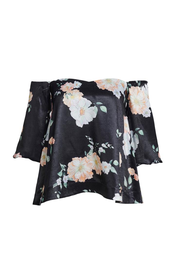 We Are Kindred Clover Satin Off-shoulder Top