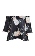 We Are Kindred Clover Satin Off-shoulder Top