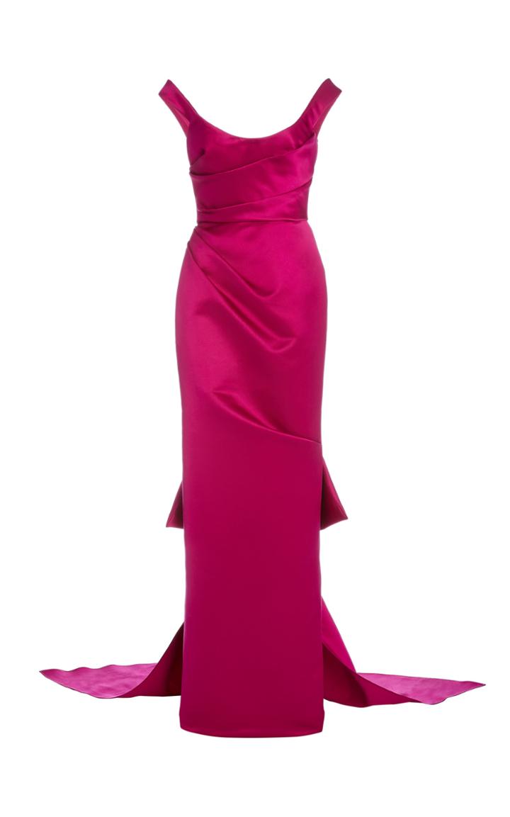 Moda Operandi Marchesa Lace-up Silk-satin Gown