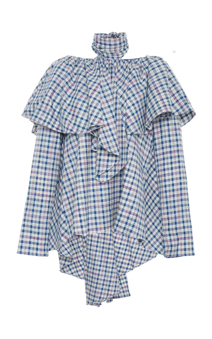 Rosie Assoulin Napkin Ruffled Woven Blouse